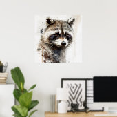 Raccoon Portret Dier Schilderen Wildlife Buiten Poster (Thuiskantoor)