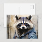 Raccoon Portret Waterverf Briefkaart (Voorkant / Achterkant)
