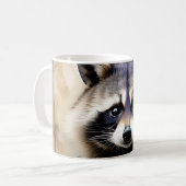 Raccoon Portret Waterverf Koffiemok (Voorkant links)