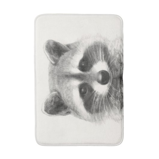 Raccoon potlood Tekening Badmat (Voorkant Verticaal)