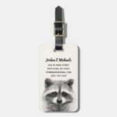 Raccoon potlood Tekening Bagagelabel (Voorkant verticaal)