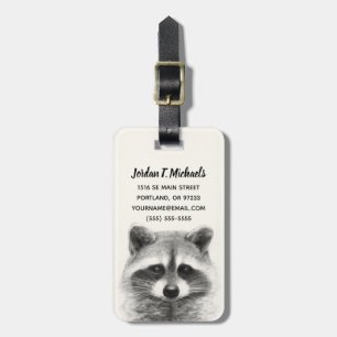 Raccoon potlood Tekening Bagagelabel