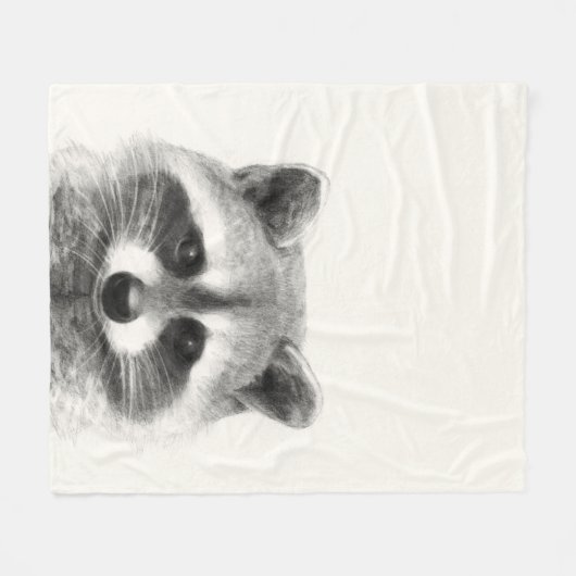 Raccoon potlood Tekening Fleece Deken (Voorkant (Horizontaal))