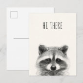 Raccoon potlood tekening - Hallo daar Briefkaart (Voorkant / Achterkant)