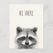 Raccoon potlood tekening - Hallo daar Briefkaart (Voorkant)