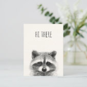 Raccoon potlood tekening - Hallo daar Briefkaart (Staand voorkant)