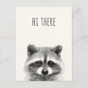 Raccoon potlood tekening - Hallo daar Briefkaart