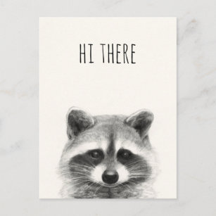 Raccoon potlood tekening - Hallo daar Briefkaart
