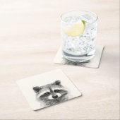 Raccoon potlood Tekening Kartonnen Onderzetters (Insitu)