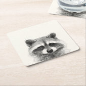 Raccoon potlood Tekening Kartonnen Onderzetters (Schuin)