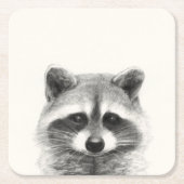Raccoon potlood Tekening Kartonnen Onderzetters (Voorkant)