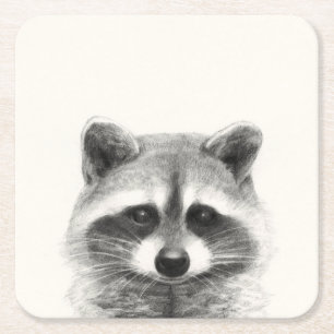 Raccoon potlood Tekening Kartonnen Onderzetters