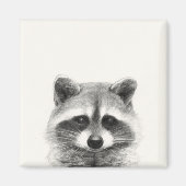 Raccoon potlood Tekening Magneet (Voorkant)