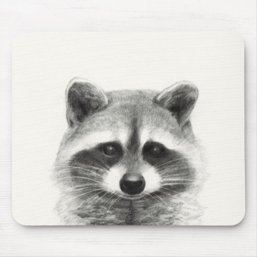 Raccoon potlood Tekening Muismat (Voorkant)