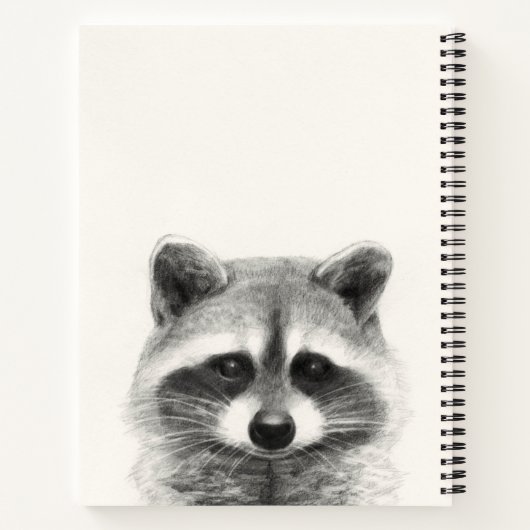 Raccoon potlood Tekening Notitieboek (Achterkant)