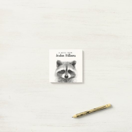 Raccoon potlood Tekening Post-it® Notes (Op bureau)