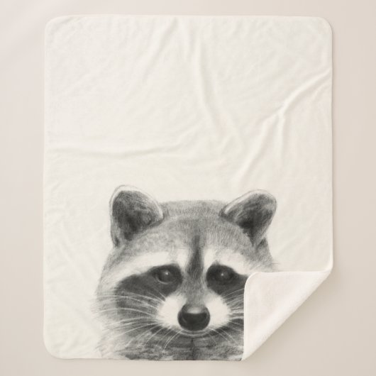 Raccoon potlood Tekening Sherpa Deken (Voorkant)