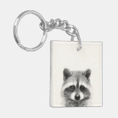 Raccoon potlood Tekening Sleutelhanger (Voorkant Links)