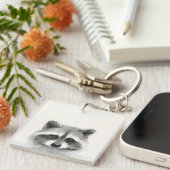 Raccoon potlood Tekening Sleutelhanger (Voorkant Rechts)