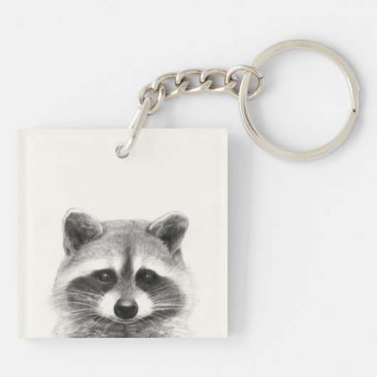 Raccoon potlood Tekening Sleutelhanger (Achterkant)