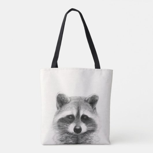 Raccoon potlood Tekening Tote Bag (Achterkant)