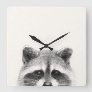 Raccoon potlood Tekening Vierkante Klok