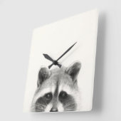 Raccoon potlood Tekening Vierkante Klok (Hoek)