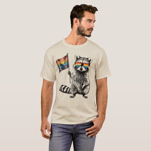 Raccoon Pride Flag | Trash Panda LGBT Graphic 2025 T-shirt (Voorkant volledig)