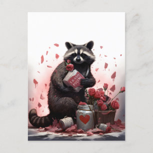 Raccoon prullenbak poëzie Valentijnsdag Briefkaart