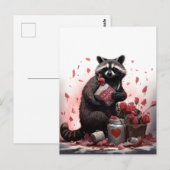 Raccoon prullenbak poëzie Valentijnsdag Briefkaart (Voorkant / Achterkant)