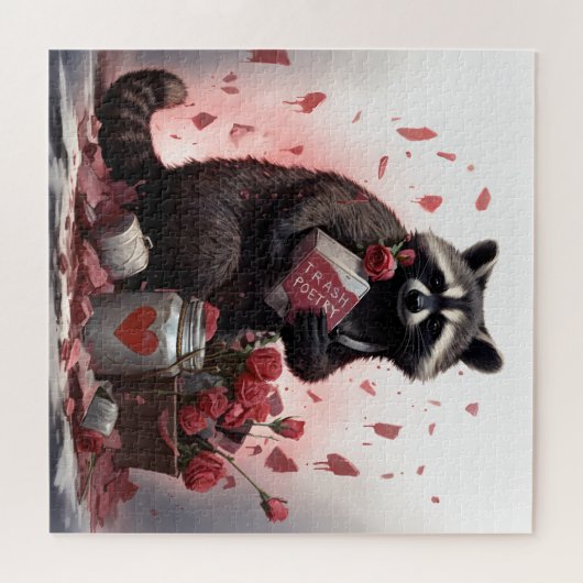 Raccoon prullenbak poëzie Valentijnsdag Legpuzzel (Horizontaal)