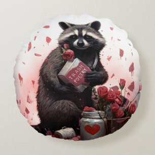 Raccoon prullenbak poëzie Valentijnsdag Rond Kussen
