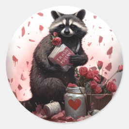 Raccoon prullenbak poëzie Valentijnsdag Ronde Sticker