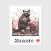 Raccoon prullenbak poëzie Valentijnsdag Sticker (Vel)