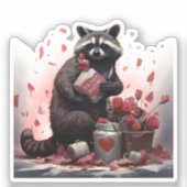 Raccoon prullenbak poëzie Valentijnsdag Sticker (Voorkant)