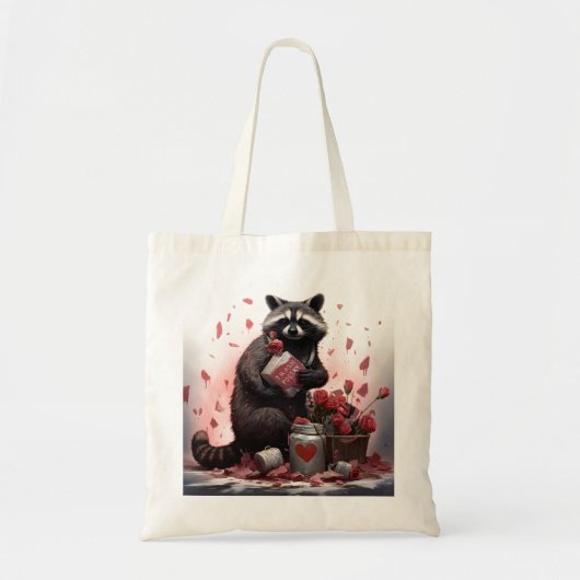 Raccoon prullenbak poëzie Valentijnsdag Tote Bag (Voorkant)
