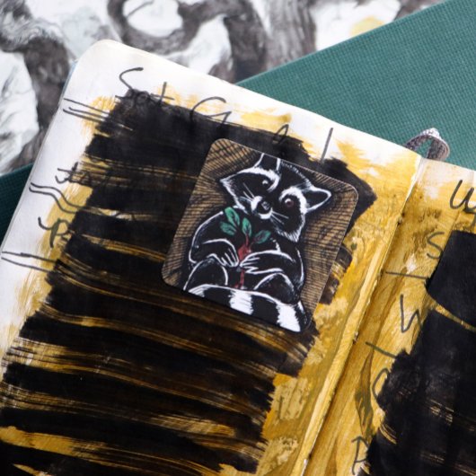 Raccoon raap kunst vierkante sticker