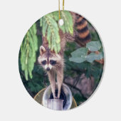 Raccoon Raiding the Bird Feeder Keramisch Ornament (Links)
