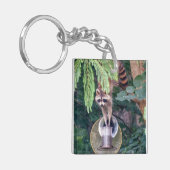 Raccoon Raiding the Bird Feeder Sleutelhanger (Voorkant Links)