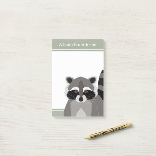 Raccoon Rascal Cute Design met Jouw tekst Post-it® Notes (Op bureau)
