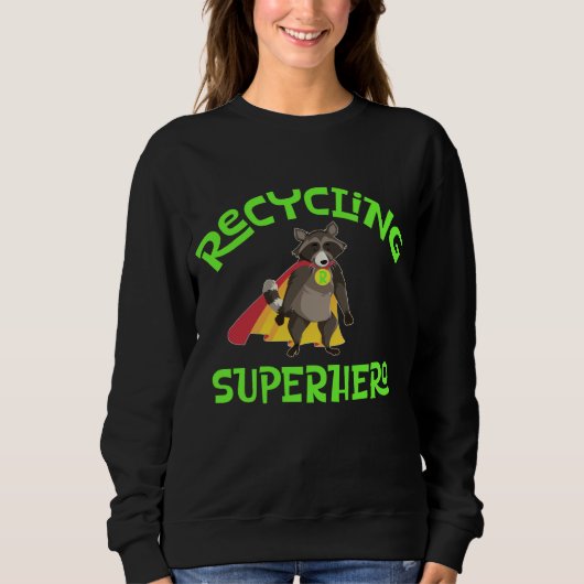 Raccoon Recycling Superhero Prullenbak Trui (Voorkant)