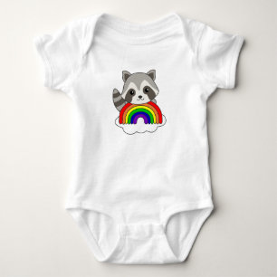Raccoon regenboogzoete dieren kleurrijke regenboog romper