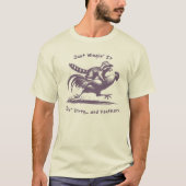 Raccoon Riding Rooster – Barnyard Rodeo Cowboy T-shirt (Voorkant)