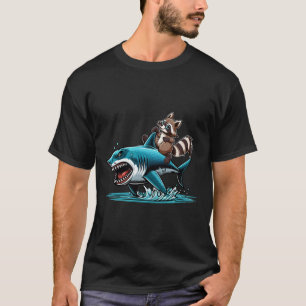 Raccoon Riding Shark Costume Zee Dierenvriend Kind T-shirt