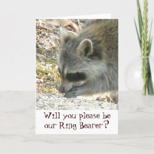 Raccoon Ring Bearer Request Card Feestdagen Kaart
