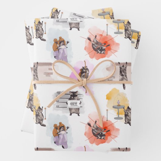 Raccoon Robbing Bank Inpakpapier Vel (In situ)