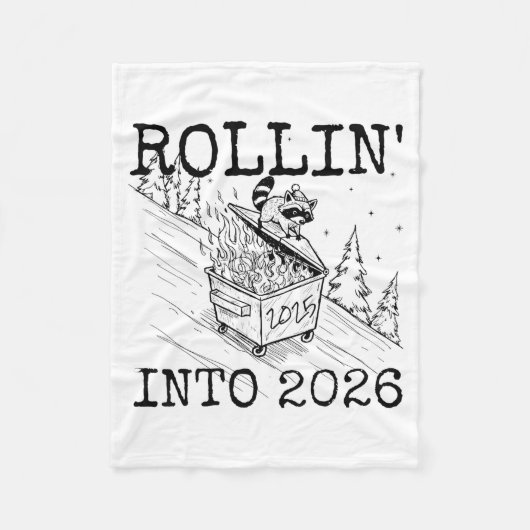Raccoon Rolling Into 2026 Happy New Year 2026  Fleece Deken (Voorkant)