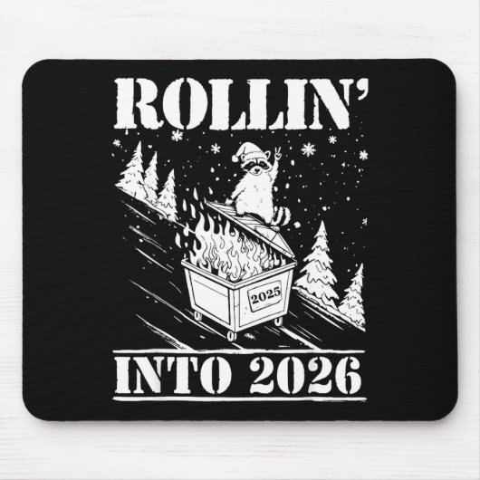 Raccoon Rolling Into 2026 Happy New Year 2026 Funn Muismat (Voorkant)