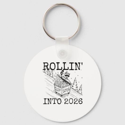 Raccoon Rolling Into 2026 Happy New Year 2026  Sleutelhanger (Voorkant)