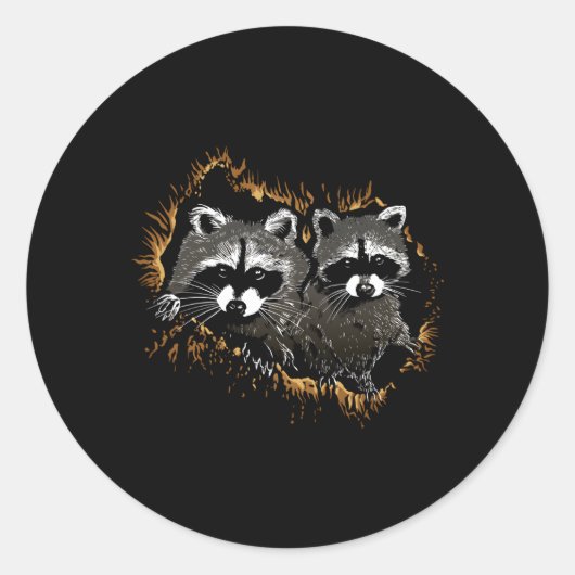 Raccoon Ronde Sticker (Voorkant)